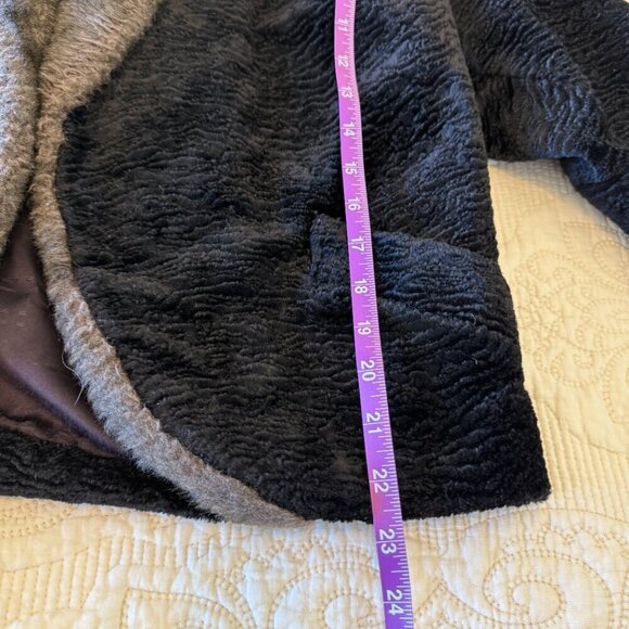 1960s AUTHENTIC vintage black velvet faux fur cropped jacket women's M / L - Picture 8 of 8